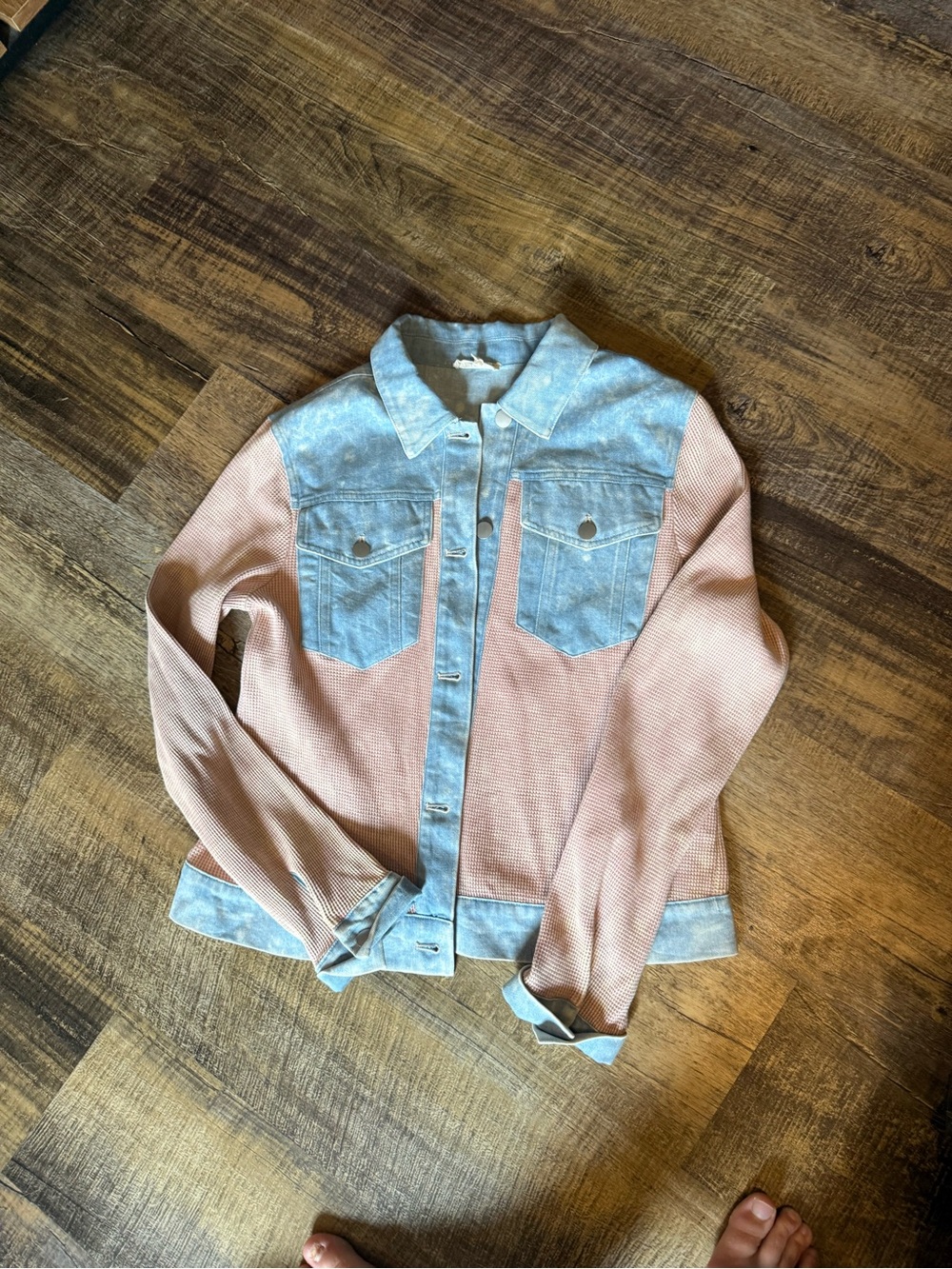 Sold - Two-Tone Pink and Light Blue Jean Jacket